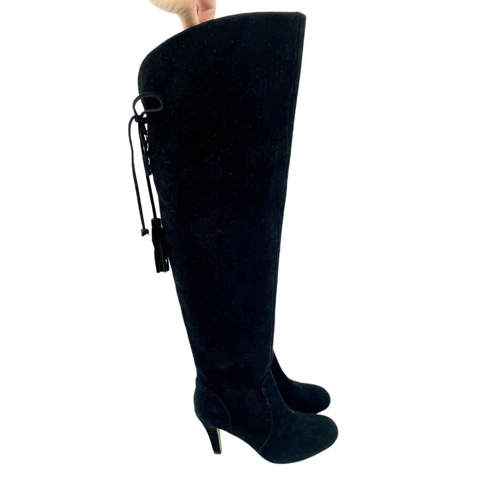 Vince Camuto Cherline Black Suede Leather Over the Knee Boots SZ 6 New